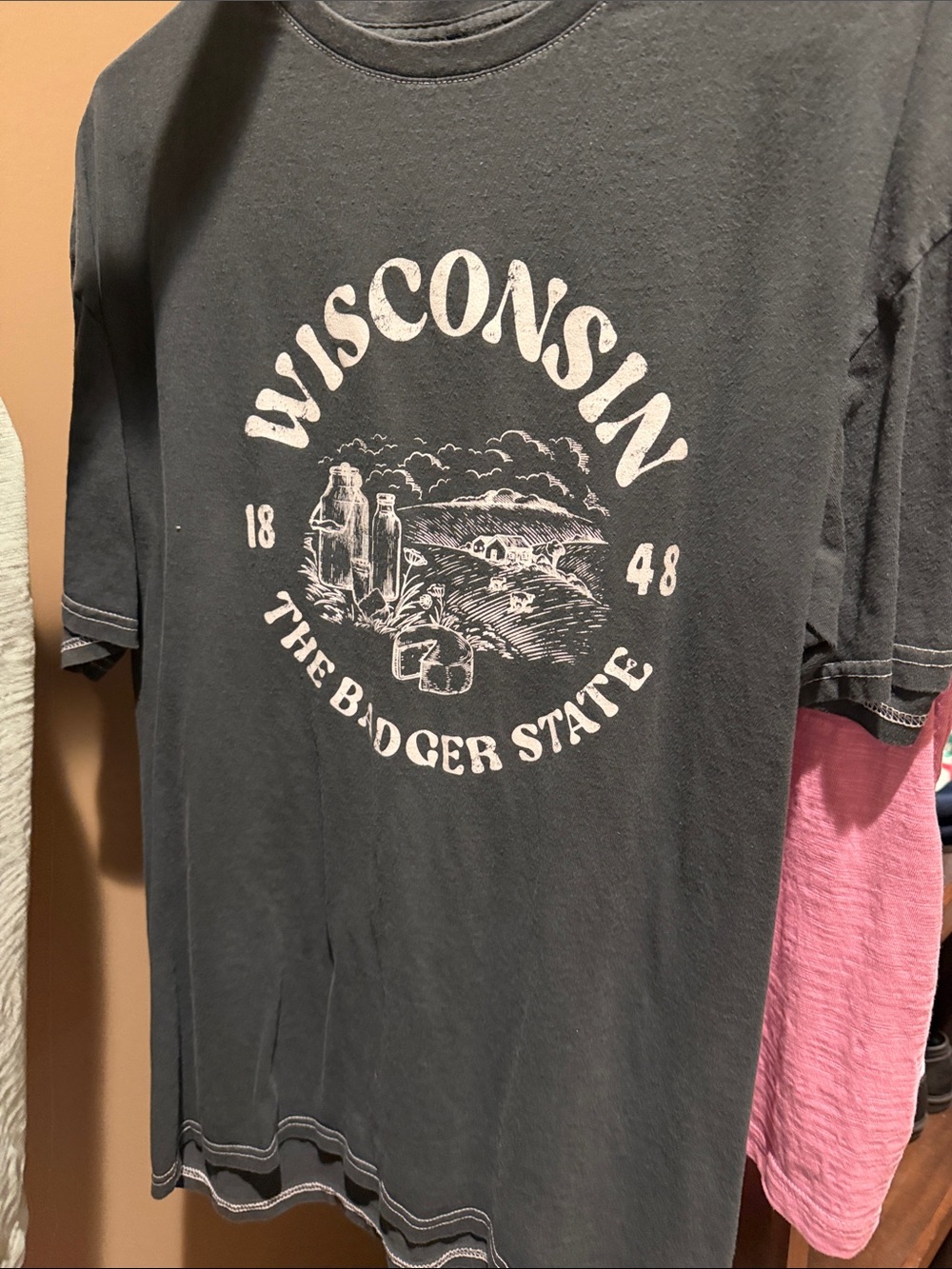 Maurices Charcoal Wisconsin The Badger State Graphic Tee